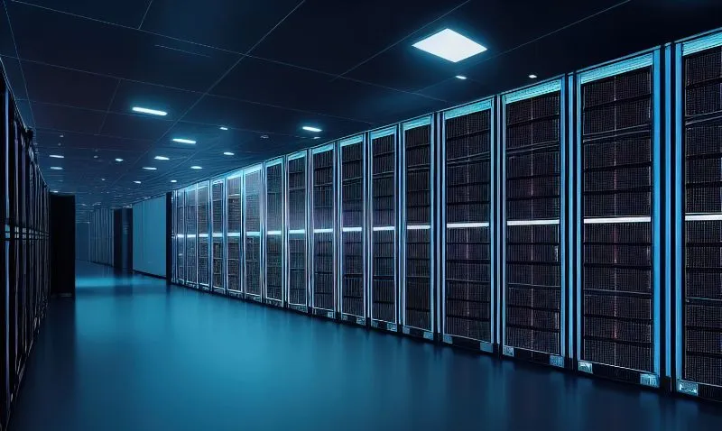Imagem de uma sala com racks de servidores